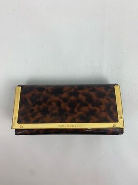 Tory Burch animal print Tortoise-Pattern sunglasses case Gold Frame soft lining